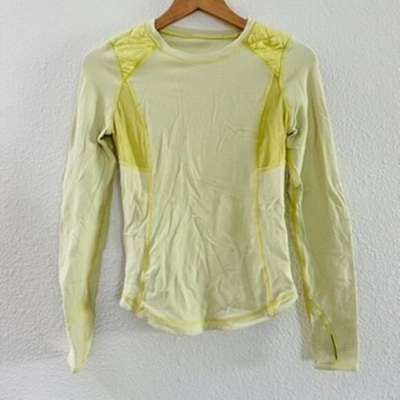 Lululemon Run Ice Queen Slope Stripe Clarity Yellow Long Sleeve Top Size 4 - Picture 1 of 4